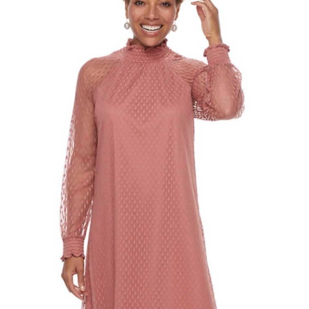 Nina Leonard lace mock neck long sleeve dress XL